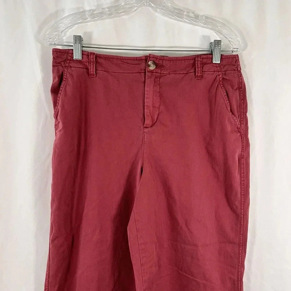Coldwater Creek Pants Women's 10 Solid Red Button Zip High Rise Cotton Blend - Picture 2 of 8